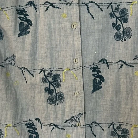 Unusual Japanese Tunic Dress Smock Embroidered Birds M/L - Picture 6 of 6